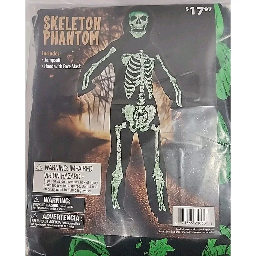 Boys M (8) Skeleton Phantom Halloween Costume Complete NEW!